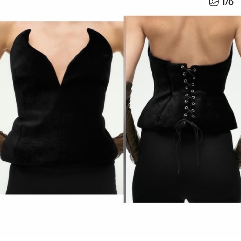 NWT zara Black Velvet Corset  9630885800